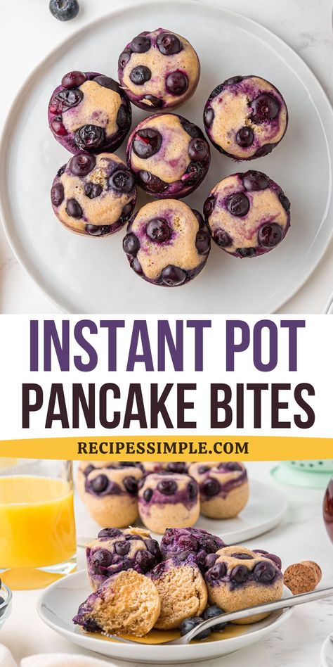 These delicious Instant Pot Pancake Bites are fluffy, moist, and bursting with flavor from the fresh fruit or toppings of your choice. Easy Instant Pot Breakfast Recipe. Blueberry Pancake Bites, Breakfast Blueberry, Easy Homemade Pancakes, Blueberry Pancake, Pancake Bites, Egg Molds, Instant Pot Recipe, Homemade Pancakes, Easy Instant Pot Recipes