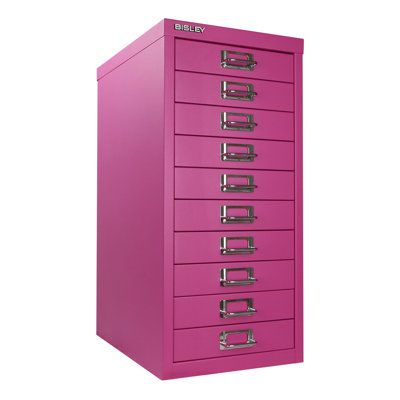 The aptly-named Bisley Multi Drawer Under-Desk Steel Cabinet features ten drawers to organize paper, forms, art supplies, crafts, scrapbooking tools, and other items. The drawers pull out fully, offering easy access to drawer contents. The durable steel cabinet is sized to fit under a desk or counter. Accented with attractive chrome pull handles and built-in label holders, this compact storage cabinet looks great in the office, workshop, garage, or home. Enhance with Bisley Multi Drawer Inserts Horizontal Filing Cabinet, Bisley Filing Cabinet, Bisley Cabinet, Art Wishlist, Paper Forms, Drawer Labels, Workshop Garage, Under Desk Storage, Desk Cabinet