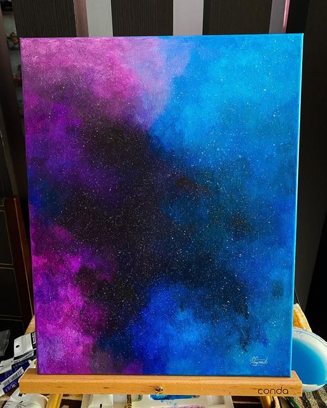 Physics Painting Ideas, Gaxaly Painting, Zodiac Painting Ideas On Canvas, Galaxy Diy Crafts, Galaxy Canvas Painting Easy, Galaxy Painting On Canvas, Outerspace Paintings Acrylic, Space Paintings Easy, Painting Ideas On Canvas Space