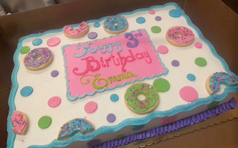 Candy Themed Sheet Cake, Birthday Sheet Cake, Donut Birthday Cake, Sweet Birthday Cake, Baby Boy Sprinkle, Birthday Sheet Cakes, Donut Birthday, Two Sweet, Sweet Birthday