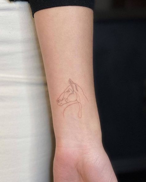 Horse Minimalist Tattoo, Small Horse Tattoos For Women, Horse Line Tattoo, Line Horse Tattoo, White Horse Tattoo, Fine Line Horse Tattoo, Small Horse Tattoo, Mother Tattoos For Children, Horse Tattoo Design