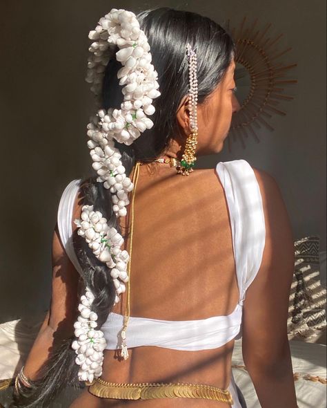 Braiding My Own Hair, Two Worlds Collide, Goddess Aesthetic, Worlds Collide, Indian Goddess, White Saree, Indian Photoshoot, Two Worlds, Herbal Oil