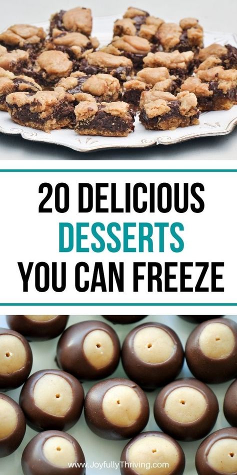 Easy Desserts For Gifting, Freezer Prep Desserts, Freezer Meal Desserts, Dessert You Can Freeze Ahead Of Time, Bake Sale Must Haves, Desserts Freezer Friendly, Best Desserts To Freeze, Dessert Recipes Make Ahead, Desserts That Keep Well