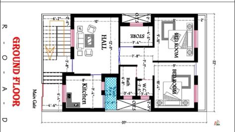 22x40 House Plans, House Plan 3d, 1 Bedroom House Plans, North Facing House, 2bhk House Plan, Floor Planner, 1 Bedroom House, 2 Bedroom House Plans, 3d Home Design