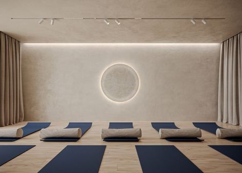 Holistic Yoga and meditation studio in Mallorca Limewash Wood, Earthy Boutique, Yoga Studio Interior, Yoga And Meditation Space, Massage Room Design, Yoga Room Design, Comfortable Reading Nook, Holistic Design, Yoga Studio Design