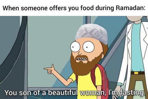 You hungry bro? Funny Rick And Morty, 4 Ramadan, Bro Meme, Muslim Meme, Dan Harmon, Rick And Morty, Cant Wait, Meme Pictures, New Memes