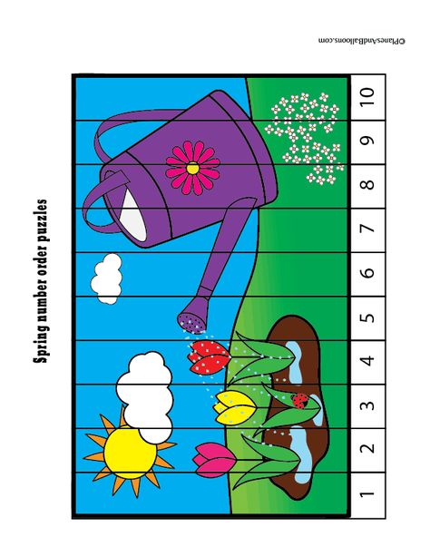 Spring Maths Preschool, Counting Puzzles Preschool, Gardening Montessori Activities, Puzzle Worksheets For Preschool, Spring Puzzles Free Printable, Puzzle For Kids Preschool, Spring Math Activities Preschool, Spring Math Preschool, Puzzle Activities For Kids