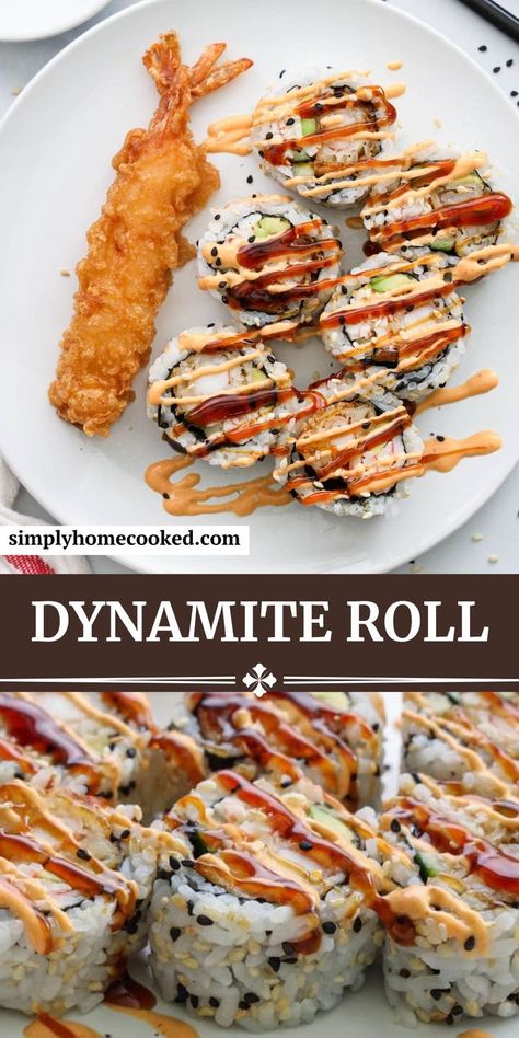 Dynamite Roll, Gourmet Sushi, Sushi Recipes Homemade, Sushi Roll Recipes, Types Of Sushi, Sushi At Home, Homemade Sushi, Sushi Roll, Sushi Recipes