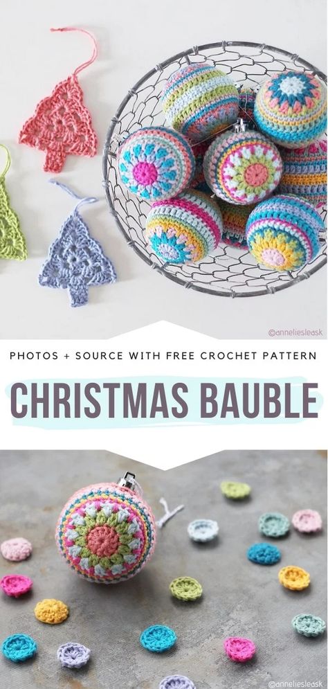 Crochet Ornaments Free Pattern, Crochet Baubles, Monster Crochet, Crochet Holiday, Crochet Ornament Patterns, Magical Dress, Xmas Baubles, Crochet Xmas, Crochet Christmas Decorations