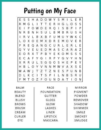 Free Printable Putting on My Face Word Search Large Print Word Searches For Seniors, Large Print Word Search, Happy Easter Quotes, Word Search Puzzles Printables, Free Printable Word Searches, Word Search Printables, Hard Words, Easter Quotes, Number Puzzles