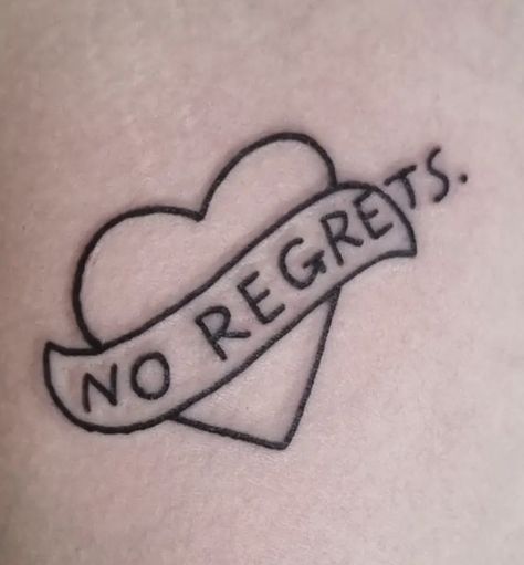 Regrets Tattoo, No Regrets Tattoo, No Regrets, Wedding Tattoos, Infinity Tattoo, Fish Tattoos, Jesus Fish Tattoo, Tatting, Tattoo Ideas