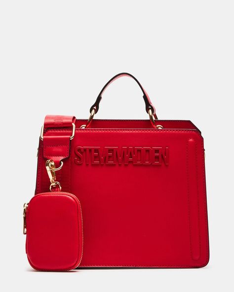 Evelyn Bag Red Red Wishlist, Steve Madden Bags Handbags, Steve Madden Purse Handbags, Red Purse Outfit, Red Hand Bag, Red Photoshoot, Brand Purses, Fluffy Bag, Handle Hardware