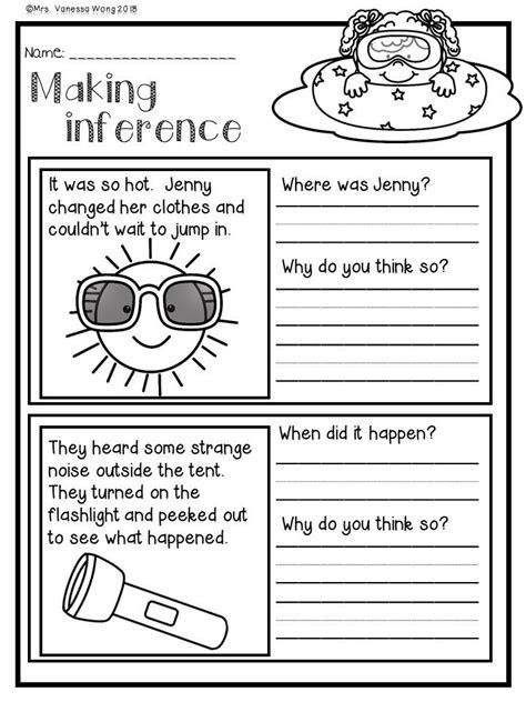 Making Inferences First Grade, Grade 2 Literacy Activities, Grade 1 Literacy Activities, Reading Activities First Grade, Inference Activities, First Grade Reading Comprehension, Summer Review, Summer Worksheets, Literacy Worksheets