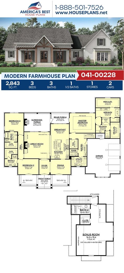 Dream House Mansions, Unique House Plans, Farmhouse Floor Plans, House Plans One Story, Charming House, Plans Modern, Farmhouse House, Farmhouse Plan, Family House Plans