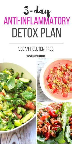 3-day anti-inflammatory meal plan. Try this short detox plan for more energy, better skin and to feel amazing! This 3-day detox includes anti-inflammatory recipes that are vegan (so also dairy-free) and gluten-free! | Anti-inflammatory diet plan | Anti-Inflammatory Recipes #anti-inflammatory Quick Detox, Detox Meal Plan, Cleanse Detox, Detox Plan, Inflammatory Foods, Healthy Detox, Natural Detox, Diet Vegetarian, Idee Pasto Sano