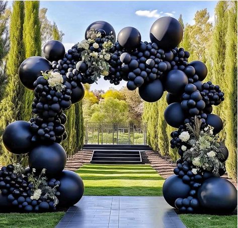 MODEST LUXURY DOUBLE STUFFED DARK BLACK BALLOON: This double layer premium Black balloon garland will sure be the hit of your party. Thick and double stuffed Matte Dark Black balloon make up this balloon arch.Making your own backdrop has never been easier! With this different size Dark Black balloon kit you can make a beautiful balloon garland that will wow your guests! AMAZING DOUBLE LAYER BALLOON KIT:All Premium Black Balloon Garland Kit Include:5'', 10'',12'' and 18'' latex shiny Black balloons. A plastic decorator strip ,100 balloon glue dot. A 33ft curling ribbon , 1 balloon knotter. Everything is perfectly packaged to simplify your decorating experience and all you need to have is your own Balloon Pump. PREMIUM MATERIEL: Double Layer Dark Dark Black balloons different sizes are made Double Layer Balloon, Black Balloon Arch, Black Balloon Garland, Modest Luxury, All Black Party, Black Balloon, Balloon Arch Kit, Celebrate Good Times, Balloon Kit