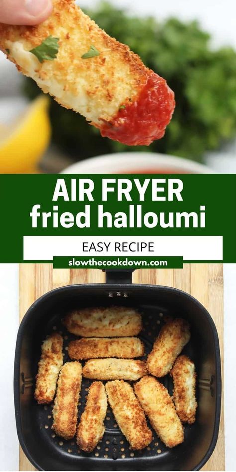 Air Fryer Halloumi, Fries In The Air Fryer, Halloumi Fries, Haloumi Recipes, Delicious Salad Recipes, New Air Fryer Recipes, Air Fryer Recipes Snacks, Fried Halloumi, Cheesy Appetizer