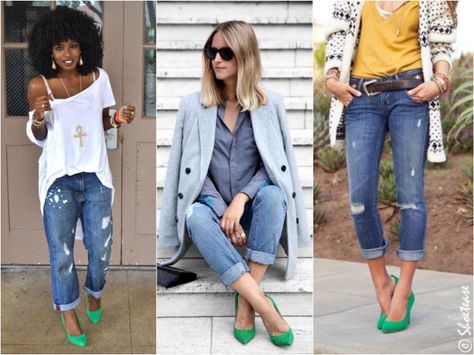 some ideas whenever i finally get my green heels! Kelly Green Shoes Outfit, Mint Green Heels Outfit, Green Heel Outfits, Outfit With Green Boots, Green Heels Outfit Ideas, Green Sandals Outfit Casual, How To Style Green Shoes, Outfits With Green Heels, Bright Heels Outfit