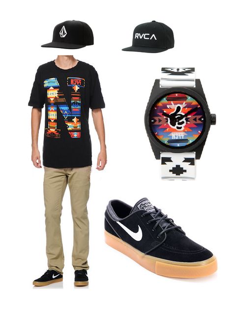 Zumiez Outfits, Skater Board, Skater Clothes, Mens Outfit Ideas, Mens Beanies, Outfits For Teenage Guys, Tomboy Outfit Ideas, Skater Outfit, Nike Janoski