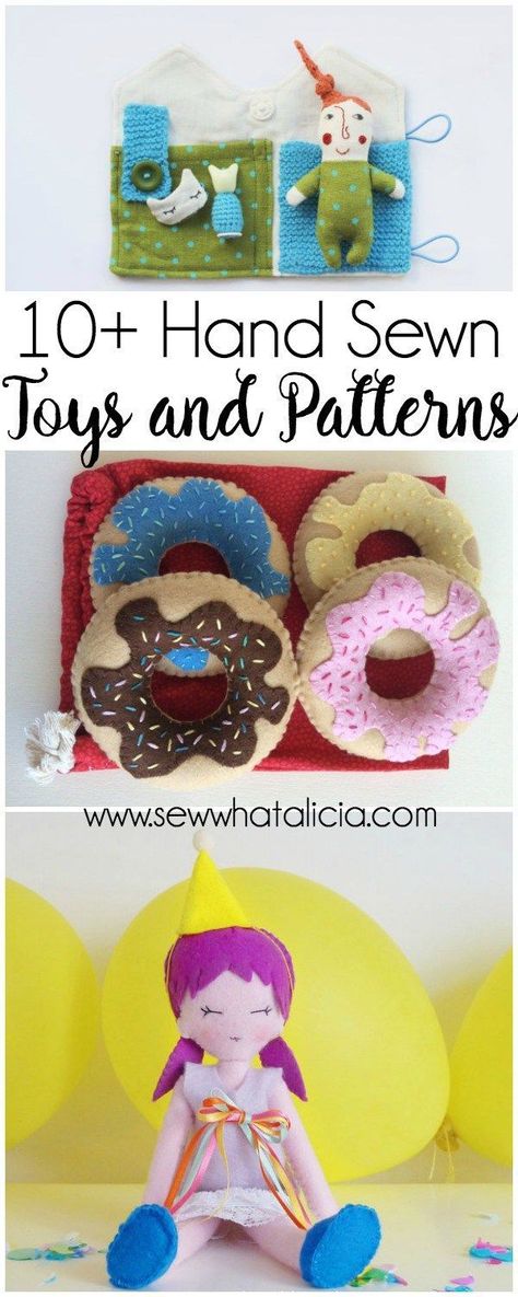 10+ Hand Sewn Toys and Patterns for Kids : Whether you want to buy a toy that is already made or get a pattern to make your own hand sewn toys this is the post for you. Click through for a full list of hand sewn toys and patterns for kids. | www.sewwhatal Patchwork Toys, Sewn Toys, Stuff Toy, Holiday Hand Towels, Patterns For Kids, Hand Sewing Projects, Sewing Stuffed Animals, How To Make Toys, Sewing Projects For Kids