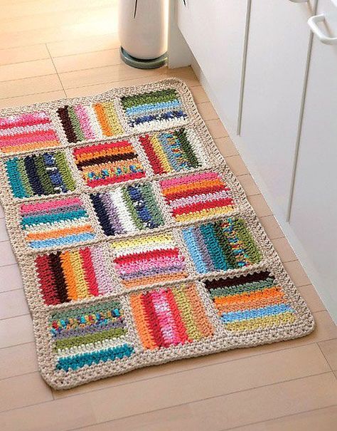 FRANKENYARN BLANKET PART 4 | FREE CROCHET PATTERN - Projectarian Yarn Box, Crochet Mat, Room Vibes, Crochet Carpet, Confection Au Crochet, Crochet Kitchen, Crochet Home Decor, Patchwork Rug, Crochet For Home