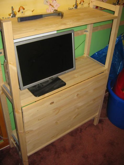 Ivar Folding Table Hack, Ivar Desk, Ivar Ikea Hack, Ivar Regal, Ivar Ikea, Ikea Desk Hack, Diy Computer Desk, Ikea Ideas, Homemade Furniture