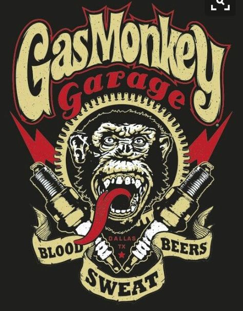 Gas Monkey. Gas Monkey Garage Logo, Richard Rawlings, Harley Davidson Cake, Garage Logo, Monkey Logo, Monkey Garage, Gas Monkey Garage, Gas Monkey, Garage Art