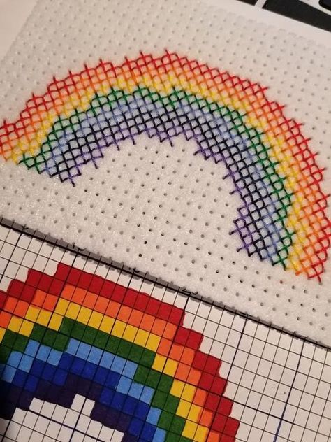 Rainbow Cross Stitch Kit beginner - Etsy #BeadingPatterns #BeadEmbroideryPattern #BeadEmbroideryPatternsBeginner #BeadEmbroideryPatternsEasy Rainbow Cross Stitch, Bead Embroidery Patterns, Textured Artwork, Stitch Kit, Bead Embroidery, Cross Stitch Kit, Embroidery Pattern, Diy Beads, Beaded Embroidery