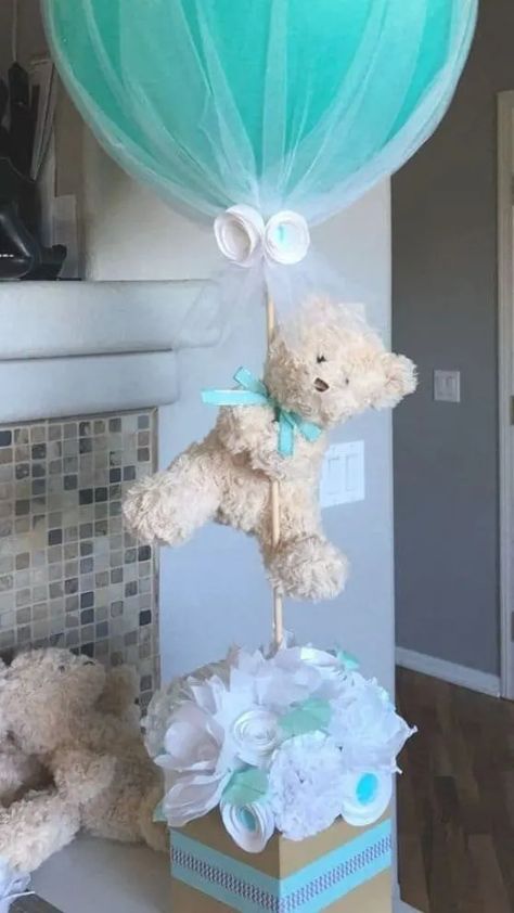 Teddy Bear Baby Shower Centerpiece, Idee Babyshower, Mom Ideas, Trendy Baby Shower Ideas, Diy Baby Shower Gifts, Baby Shower Party Ideas, Shower Party Ideas, Baby Shower Decorations For Boys, Baby Shower Table