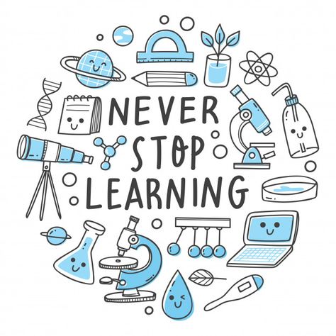 Never stop learning lettering. science related object in kawaii doodle style illustration Premium Vector | Premium Vector #Freepik #vector #school #design #hand #computer Science Lettering, Science Notebook Cover, Science Wallpaper, Science Lab Decorations, Science Experiments Kids Elementary, Science Aesthetic, Science Drawing, Science Doodles, Kawaii Doodle