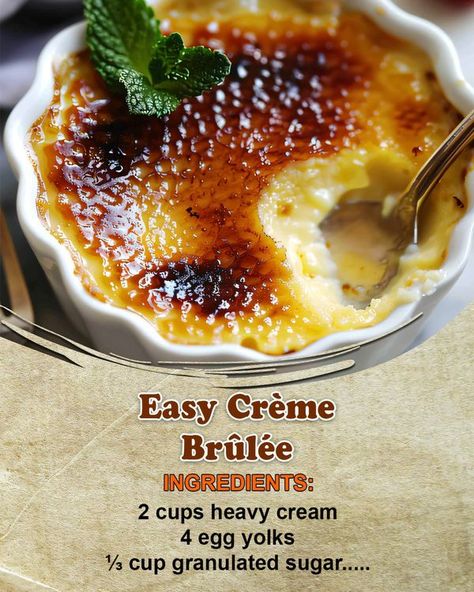 Cream Burlee, Egg Yolks, Creme Brulee, Egg Yolk, Granulated Sugar, Heavy Cream, 2 Cups, Vanilla Extract, Dessert Recipes