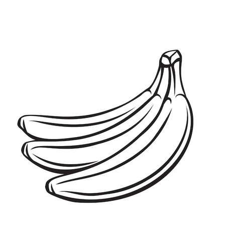 Fruits Outline Drawing, Bananas Drawing, Drawing Of Banana, Fruit Outline, Banana Sketch, Banana Icon, Banana Vector, Banana Drawing, Fruit Sketch