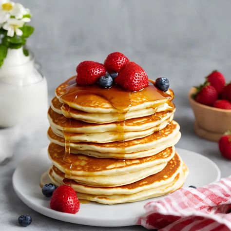 This quick American pancake recipe yields a light and fluffy pancakes ideal for a weekend brunch or a quick breakfast. Make these pancakes in no time for a quick dessert or a decadent breakfast treat. Almost anything goes on top, from golden syrup to chocolate sauce to a handful of fresh berries and whipped cream. […] The post American Pancakes appeared first on Scrumptiously. Banana Oat Pancakes, Low Carb Pancakes, Pancakes From Scratch, American Pancakes, Easter Dinner Recipes, Oat Pancakes, Tasty Pancakes, Homemade Pancakes, Breakfast Pancakes