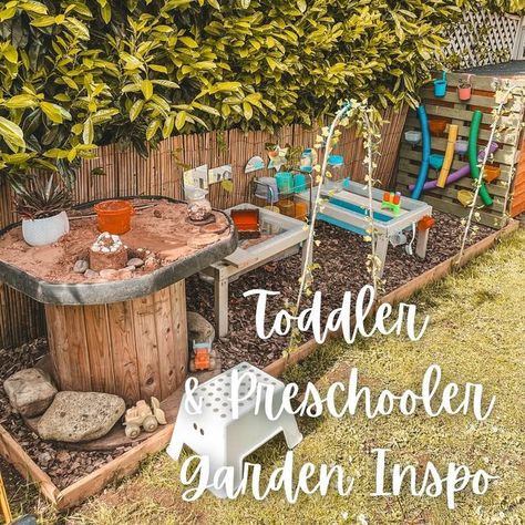 Daycare Garden Ideas, Children Garden Ideas, Outdoor Play Spaces For Toddlers, Nursery Garden Ideas Outdoor Play, Toddler Garden Ideas Play Areas, Toddler Garden Ideas, Outdoor Toddler Play Area, Toddler Outside Play Area, Small Garden Ideas For Kids