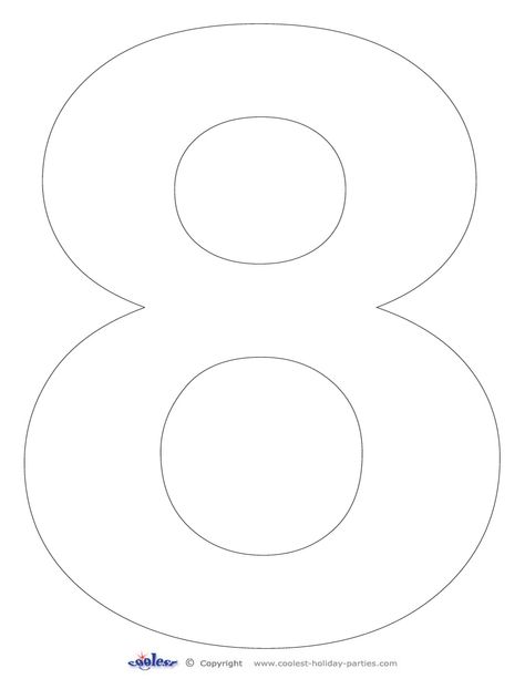 Printable Number 8 Coolest Free Printables Large Printable Numbers, Peppa Pig Invitations, County Fair Birthday, Number Crafts, Free Printable Numbers, Alphabet Letter Crafts, Birthday Freebies, Cake Templates, Numbers Preschool