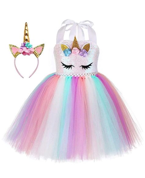 unicorndress unicorncostume sequin unicorn dress Unicorn Fancy Dress, Unicorn Dress Girls, Unicorn Dresses, Girl Unicorn Costume, Dress With Wings, Princess Tutu Dress, Costumes For Halloween, Rainbow Tutu, Unicorn Costume