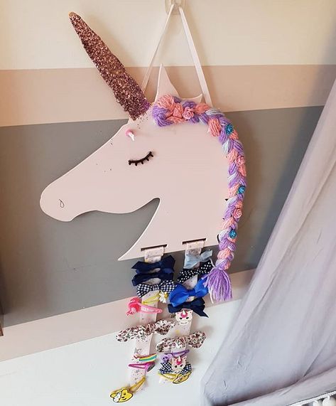 Wooden unicorn bow holder Hair Accessory Storage, Unicorn Wood Stain, Unicorn Wood Sign, Unicorn Bow Holder, Initial Bow Holder, Headband Storage, Wooden Unicorn, Unicorn Accessories, Bow Storage