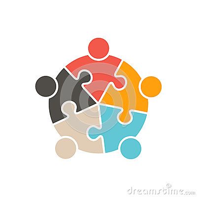 Teamwork People five puzzle pieces. Hr Logo, Preschool Logo, Teamwork Logo, Unity Logo, Puzzle Graphic, Puzzle Logo, Logo Reference, Work Icon, Circle Logo Design