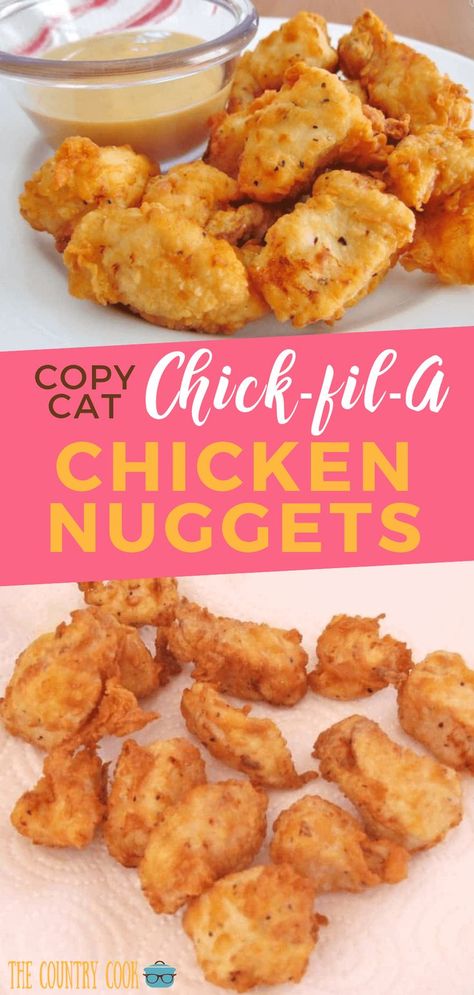 Copycat Chick Fil A, Chicken Nugget Recipes, Nuggets Recipe, One Pot Dinners, Diner Recept, Country Cook, Meat Appetizers, The Country Cook, Copycat Restaurant Recipes