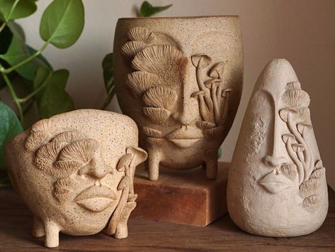 Carved Pots, Ap Ceramics, Clay Nature, Pottery Home Decor, Ceramic Sculpture Figurative, Pottery Jewelry, Witchy Gifts, Ceramic Art Sculpture, Sculpture Art Clay