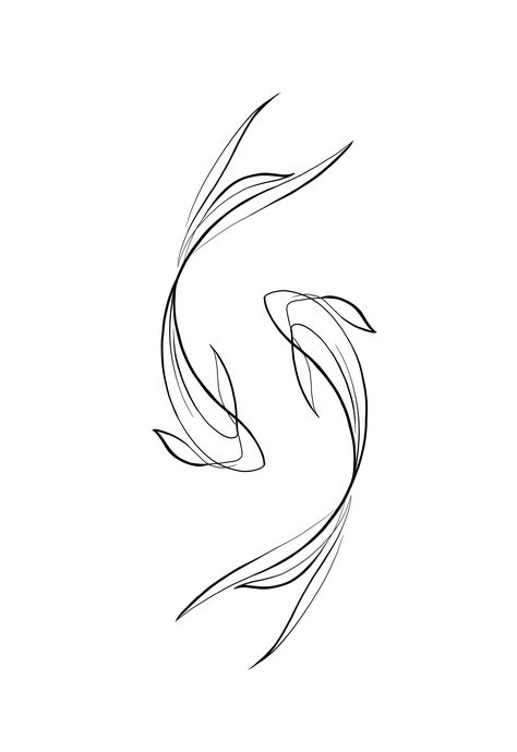 Koi Fish Flash Tattoo, Koi Fish Tattoo Linework, Fish Line Drawing, Zodiac Tattoos Pisces, Betta Tattoo, Koi Fish Tattoo Design, Fish Outline, Koi Fish Drawing, Bookish Tattoos