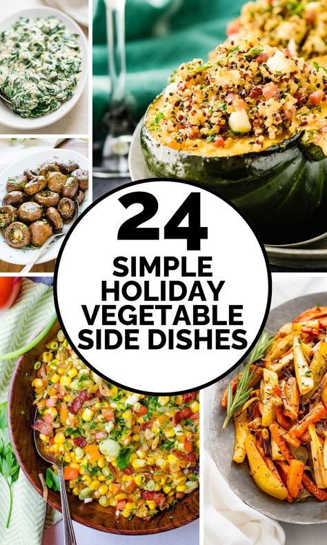 Looking for vegetable side dishes to serve with your Thanksgiving or Christmas dinner? These easy vegetable sides are festive and flavorful. This roundup includes vegetarian and vegan options, make-ahead and last-minute recipes, and classic holiday favorites. Turkey Dinner Vegetable Sides, Christmas Sides Dishes Make Ahead, Holiday Vegetable Dishes, Vegetables For Christmas Dinner, Vegetable Side Dishes For Thanksgiving, Easy Vegetable Sides, Christmas Vegetable Dishes, Best Vegetable Side Dishes, Thanksgiving Vegetable Side Dishes