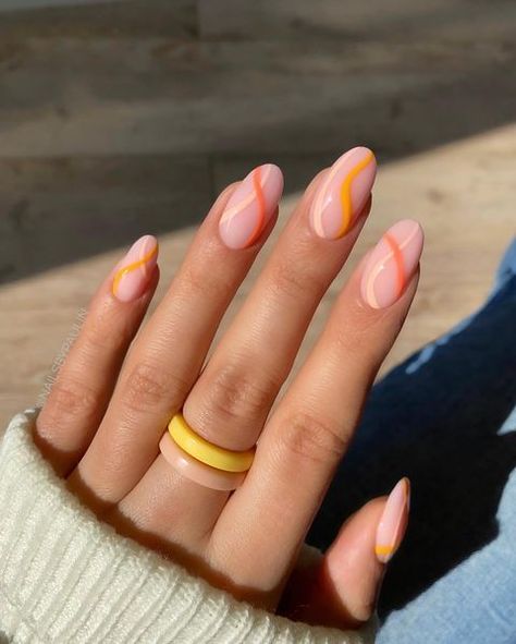 Orange Nail Polish, Orange Nail, April Nails, Ballet Nails, Milky Nails, Nagel Tips, Simple Gel Nails, Almond Acrylic Nails, Nagel Inspo