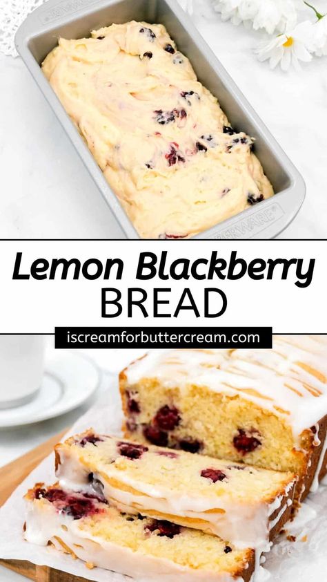 Blackberry Recipes Easy, Bread With Glaze, Blackberry Dessert Recipes, Blackberry Bread, Blackberry Dessert, Blackberry Lemon, Black Berries, Blackberry Recipes, Fresh Fruit Recipes