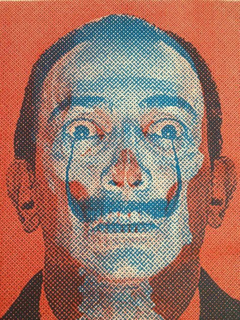 Dali, Silkscreen print Halftone Art, Silk Screen Art, Screen Printing Art, Riso Print, Silkscreen Print, Graphic Inspiration, Blue Color Schemes, Bossa Nova, Print Inspiration