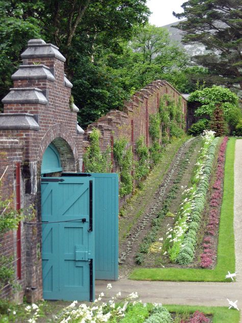 Walled Garden, Kylemore Abbey Gardens Kylemore Abbey, Victorian Garden, Wall Garden, Garden Doors, Blue Door, To Infinity And Beyond, Edible Garden, Garden Gates, Kitchen Garden