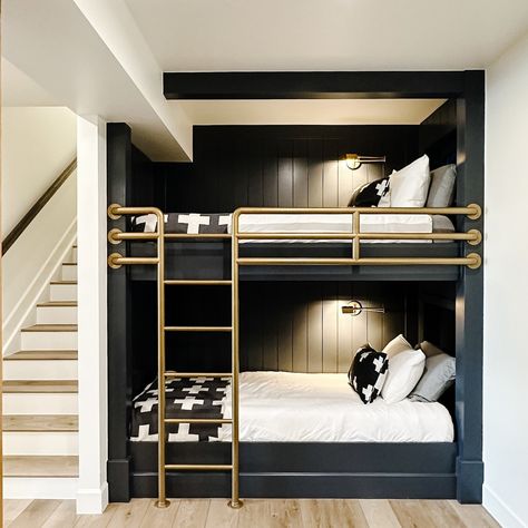 Basement Bunk Beds Built Ins, Bunk Bed In Closet, Wall Paneling Wallpaper, Basement Bunk Room, Paneling Wallpaper, Kids Nook, Low Ceiling Basement, Basement Finish, Bunk Beds Built In