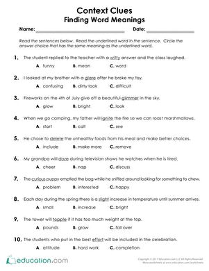 Third Grade Reading & Writing Worksheets: Context Clues: Finding Word Meanings Vocabulary Meaning, Context Clues Activities, Context Clues Worksheets, Multiple Meaning Words, Tricky Words, Navy Chief, Third Grade Reading, 4th Grade Reading, 3rd Grade Reading