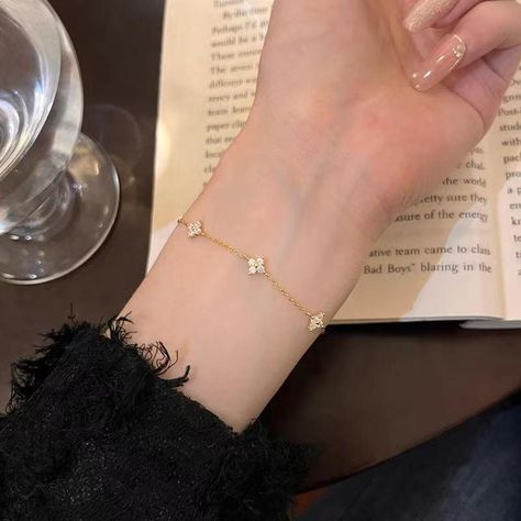 18K Gold Four Leaf Clover Bracelets for Women, Flower CZ Diamond Bracelet, Silver Bracelet,womens Bracelet, Wedding Bracelet, Gift for Her - Etsy Blue Flower Bracelet, خواتم خطوبة, Silver Flower Bracelet, Girl Korean, Hand Jewelry, Crystal Flower, Flower Bracelet, Bracelet For Women, Four Leaf Clover