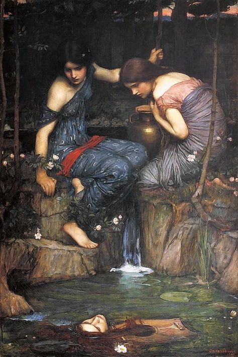 waterhouse, john william - Nymphs Finding the Head of Orph… | Flickr Waterhouse Paintings, John Waterhouse, Mythology Paintings, Pre Raphaelite Art, John William Waterhouse, Academic Art, Cave Paintings, Pre Raphaelite, A4 Poster